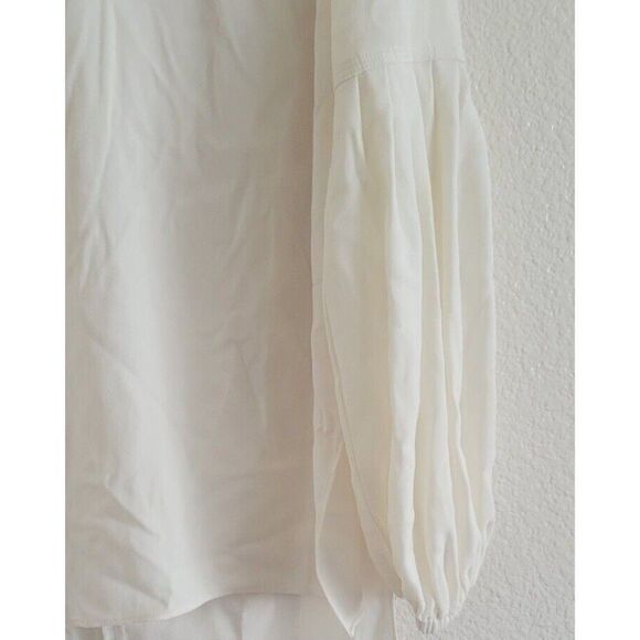 Elizabeth and James Harriet Pleated Long Balloon Sleeve Tie Neck Blouse XS - Picture 7 of 13